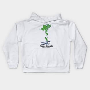 faroe islands kingdom of denmark map Kids Hoodie